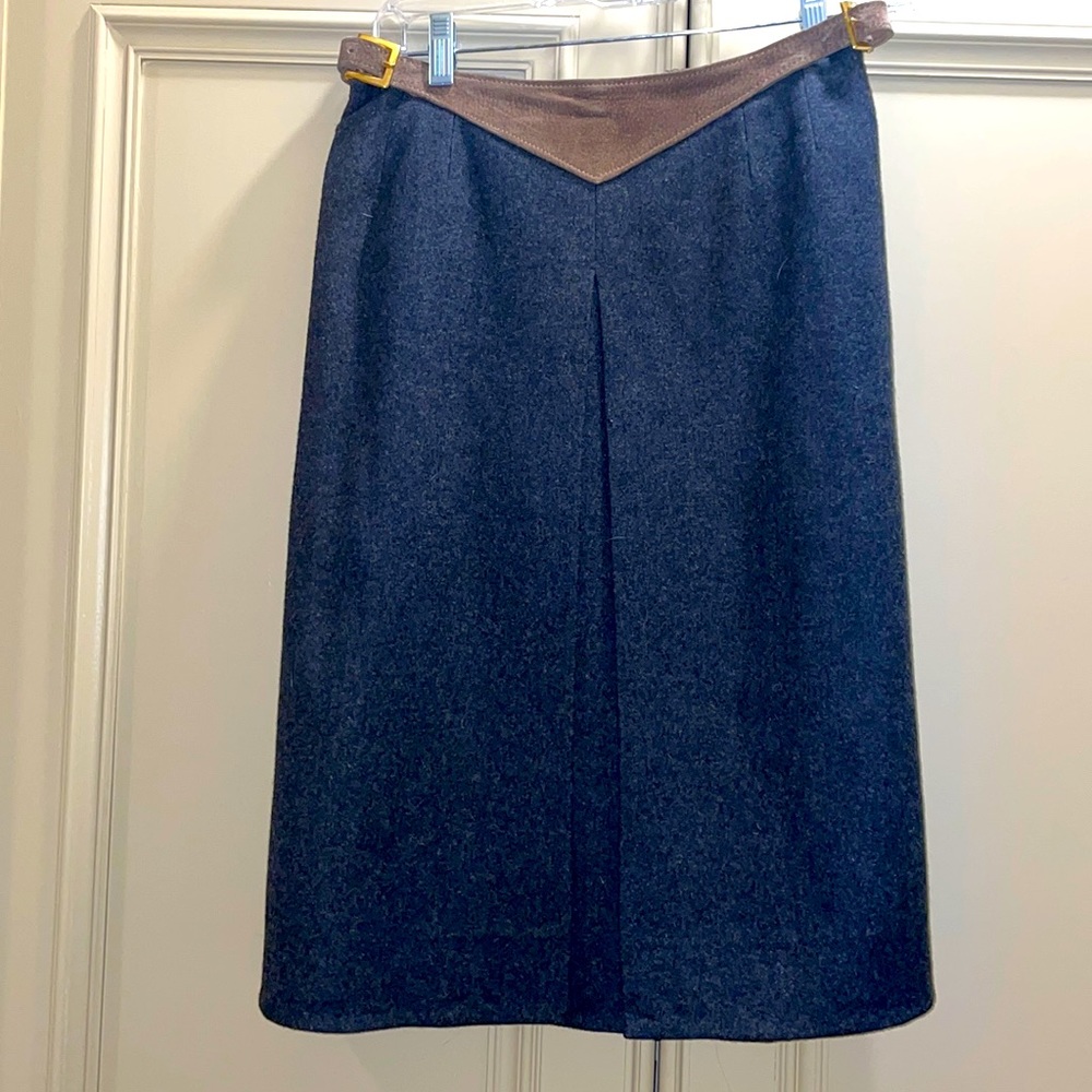 Hermès Vintage Rare 1970’s Grey Wool Skirt Sz 26